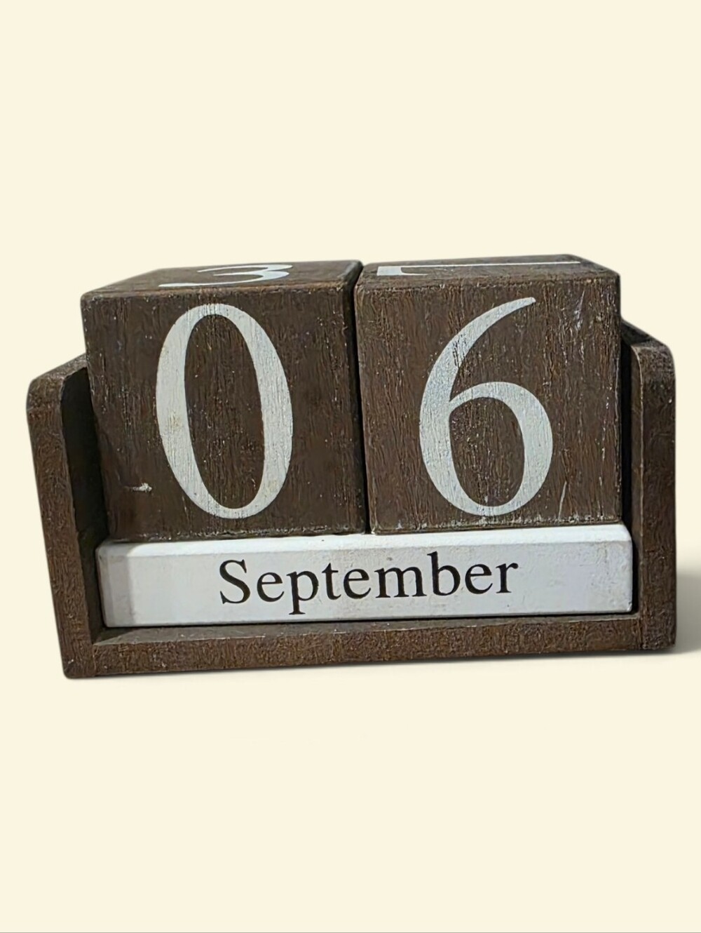 Rustic Brown Wooden Perpetual Calendar